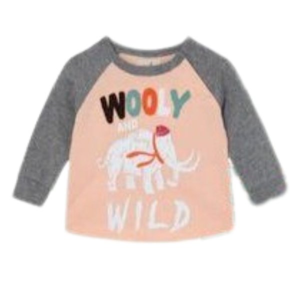Peek Babies' Colorblock Wooly And Wild Mammoth Adventures Tee Coral 6-12M NWT - Picture 2 of 6
